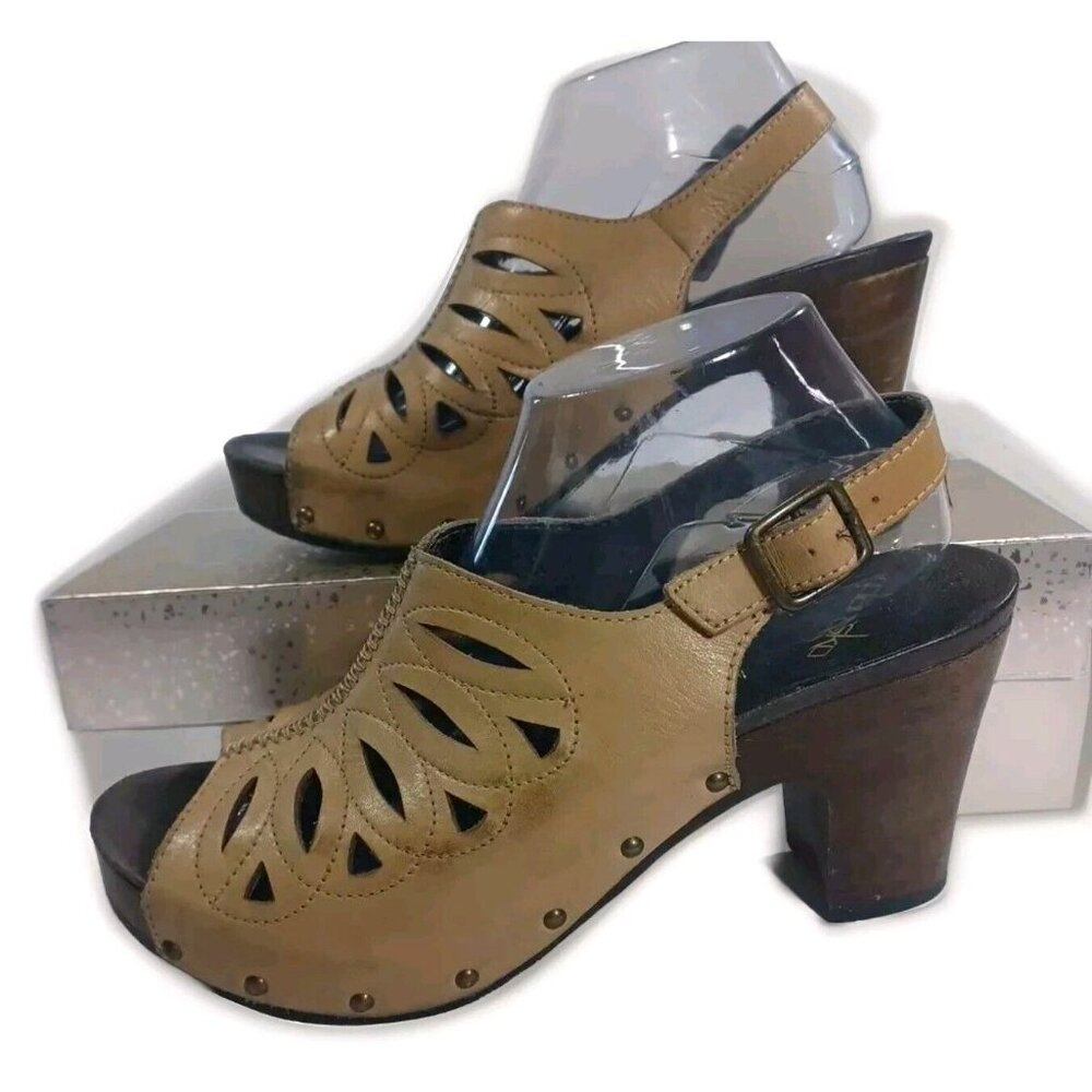 Dansko Rowena Sand Dollar Tan Leather Slingback Clogs Heel Sz EU 41 US 9โฆ - Picture 2 of 10